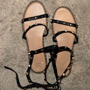 Black and Silver Stud Strappy Sandals